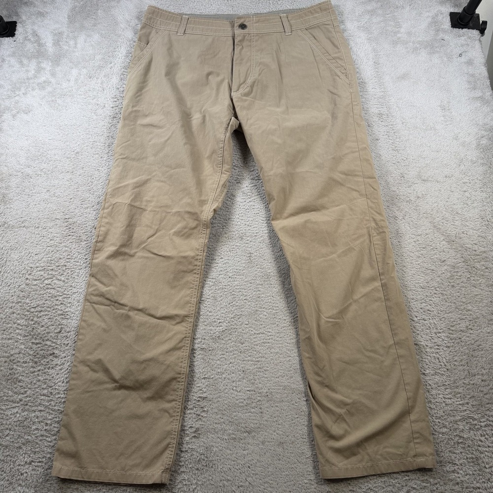 Kuhl Slax Pants Mens 36x32 Khaki Tan Performance Stretch Workwear Outdoor Hiking